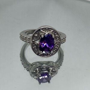 Elegant Silver and Purple Gemstone Ring
